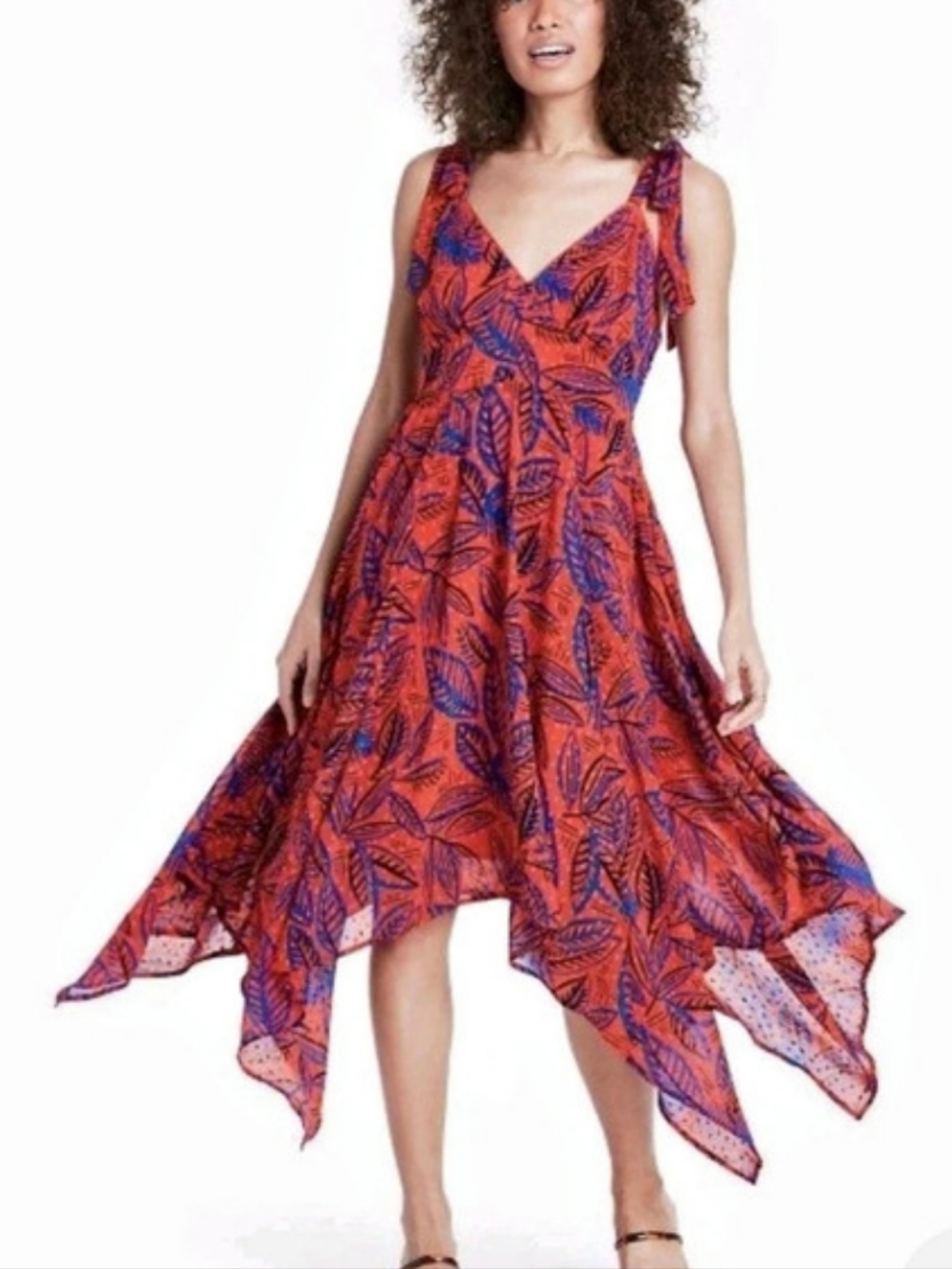 Alexis Coquette Girl High-Low Abstract Dress in Red & Blue Size XS Like New